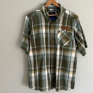 KAVU Men’s Plaid Short Sleeve Button Down Shirt Size Small San Juan Brewing